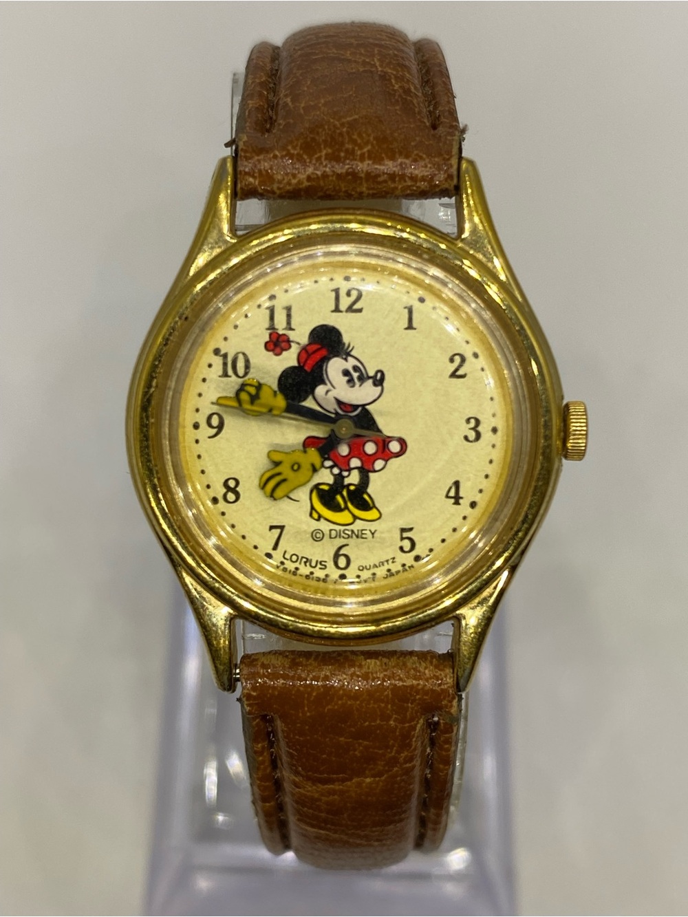 Ladies  ^^^ Disney  Minnie Mouse * Watch - Gold Case,  Tan Strap * Collectors *